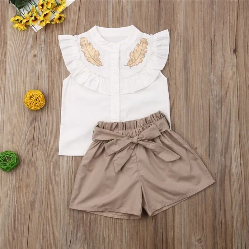 LUSOLSI - Conjuntos de vestir Prendas Ropa Blusa y pantalon corto para niñas