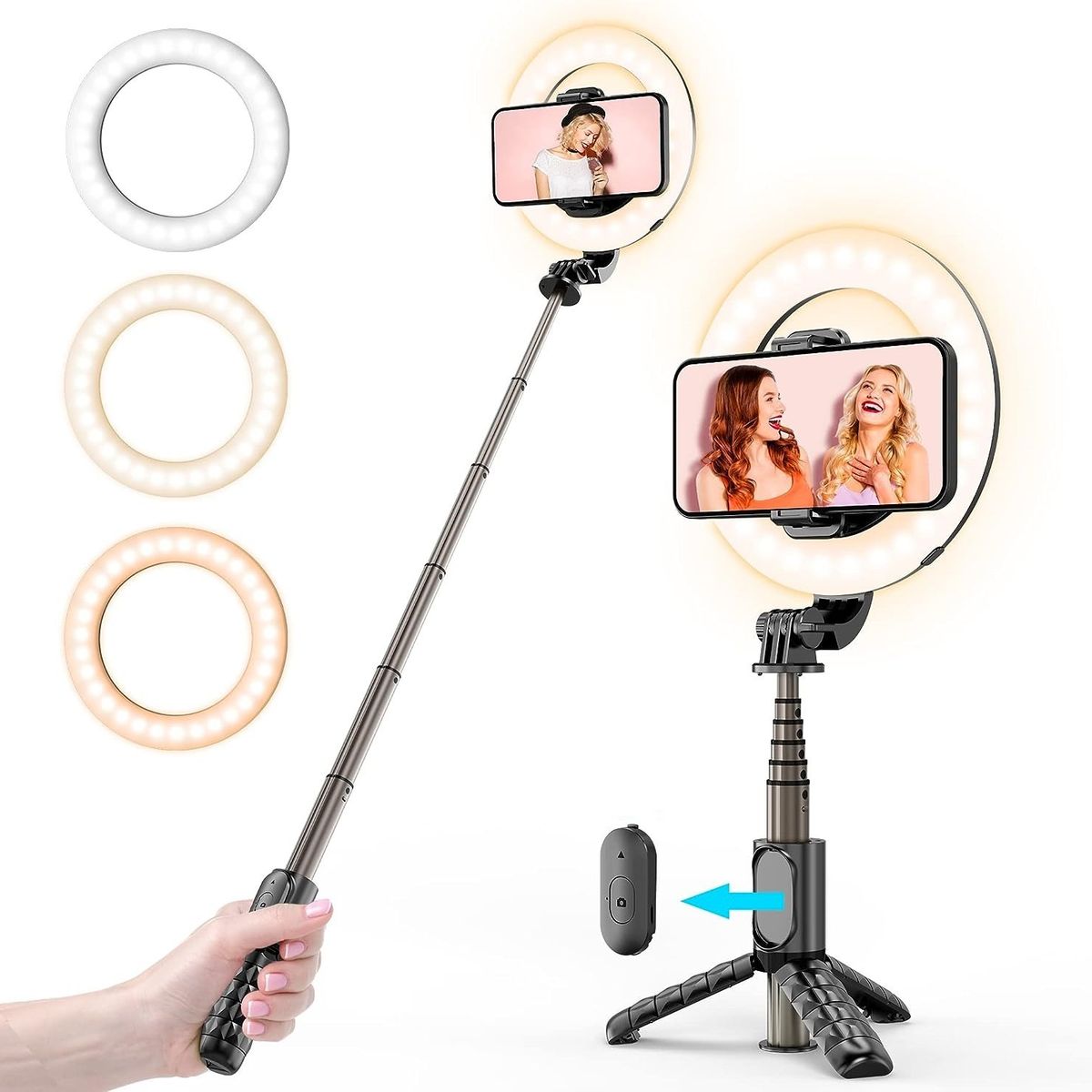 GEF - Aro Luz Palo Selfie Stick Bluetooth Foto Profesional Youtube