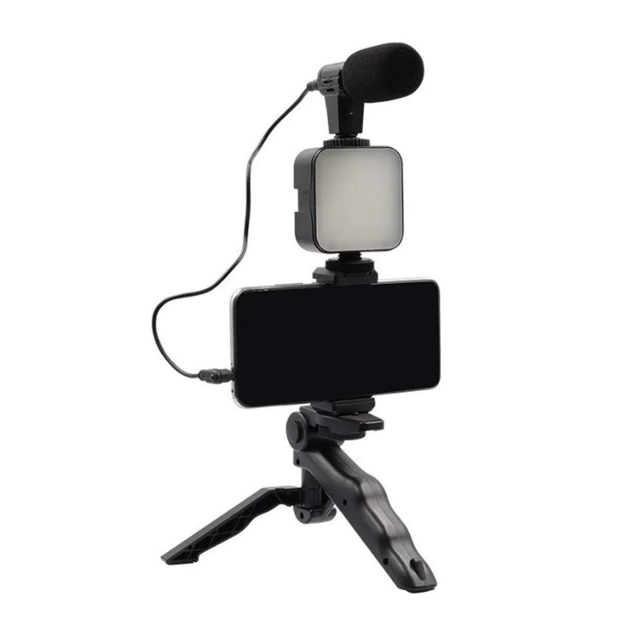 MYMOBILE - Kit Estabilizador Trípode Soporte Celular Luz Led Micrófono Vlog AY49