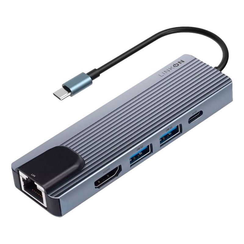LINKON - Hub Usb C Adaptador Multipuerto Rj45 5 En 1 Linkon Macbook-