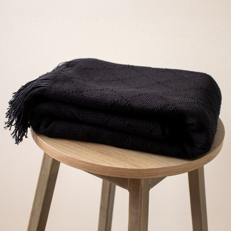 FATELARES - Manta Throw Begonia Negro 130x180cm Fatelares