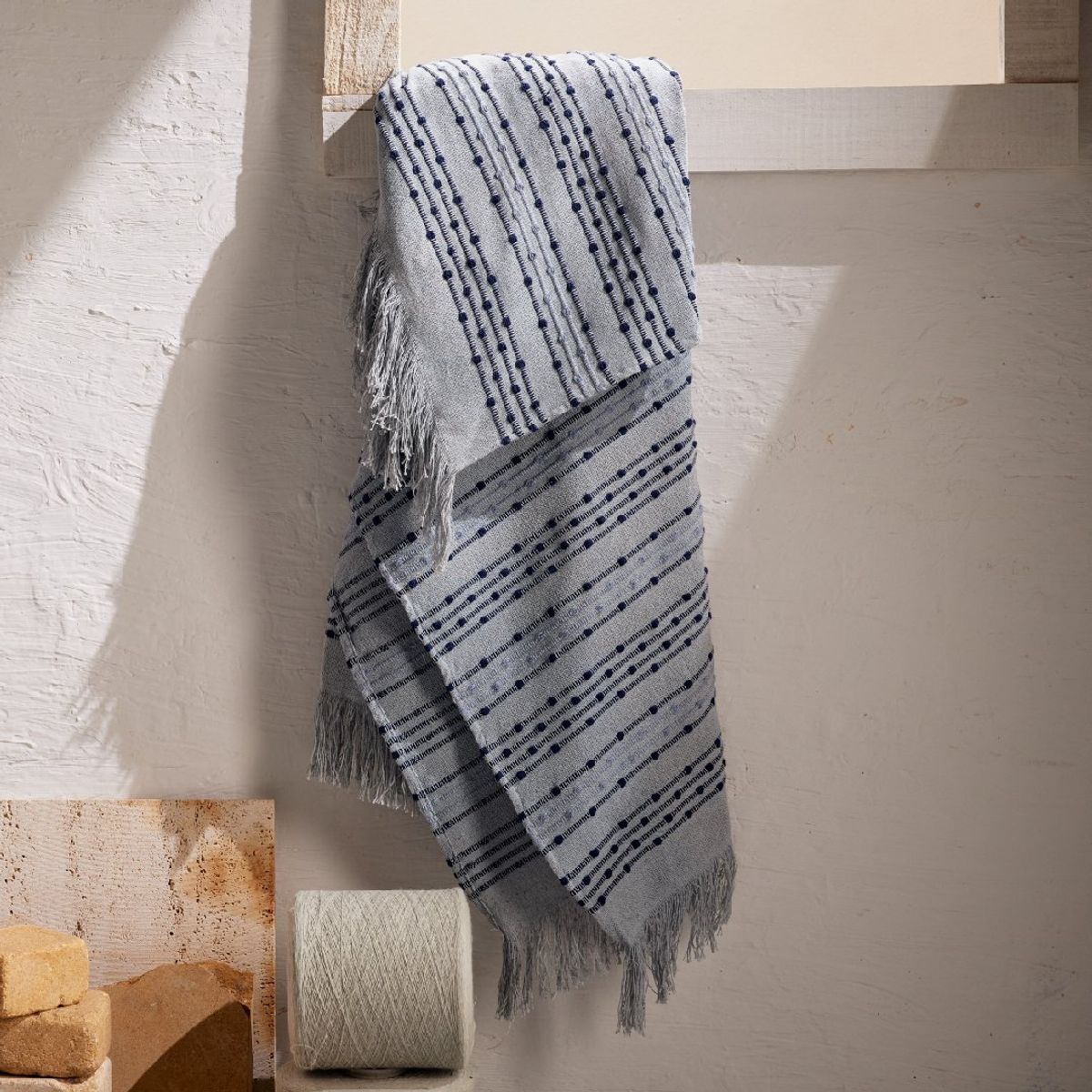 FATELARES - Manta Throw Nudos Azul 130x180cm Fatelares