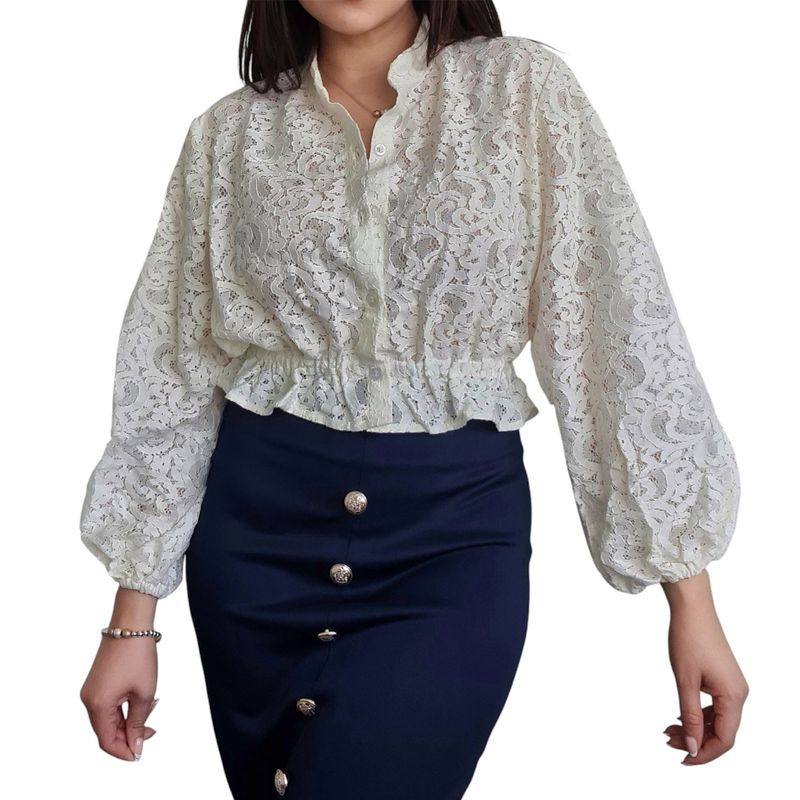 MORAMI - Blusa para mujer en encaje MORAMI