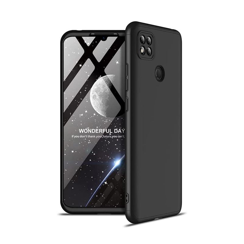 GENERICO - Funda Estuche Case 360° GKK Compatible Con Xiaomi Redmi 9C y 10A Negro