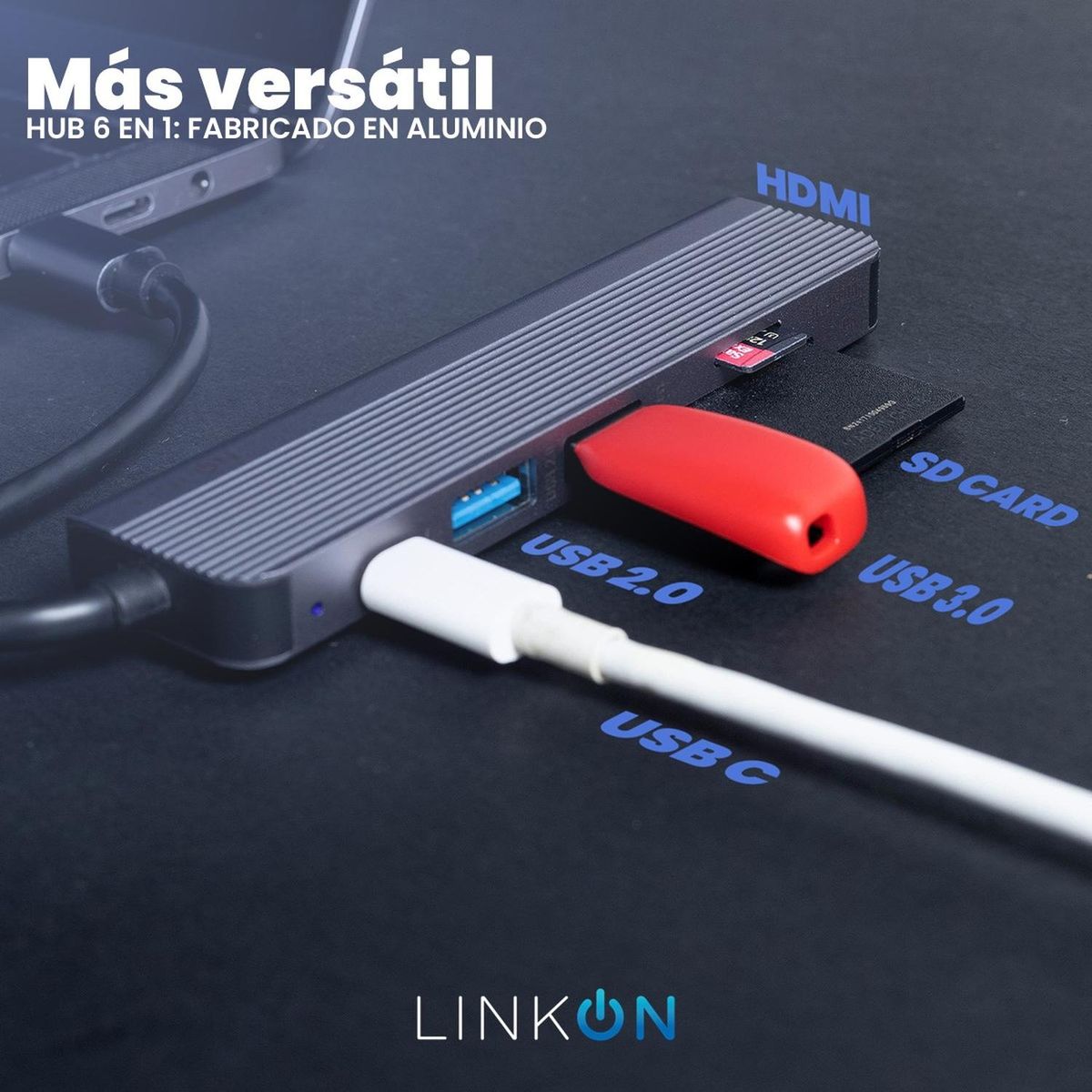 LINKON - Hub Usb C Adaptador Multipuerto 6 En 1 Para Macbook Windows