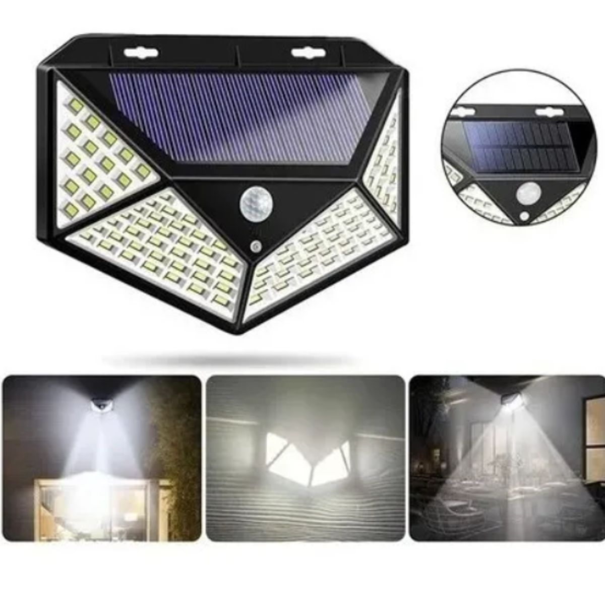 GENERICO - Lampara Solar De Pared Luz Blanca Con Sensor 180 Led Hs8010