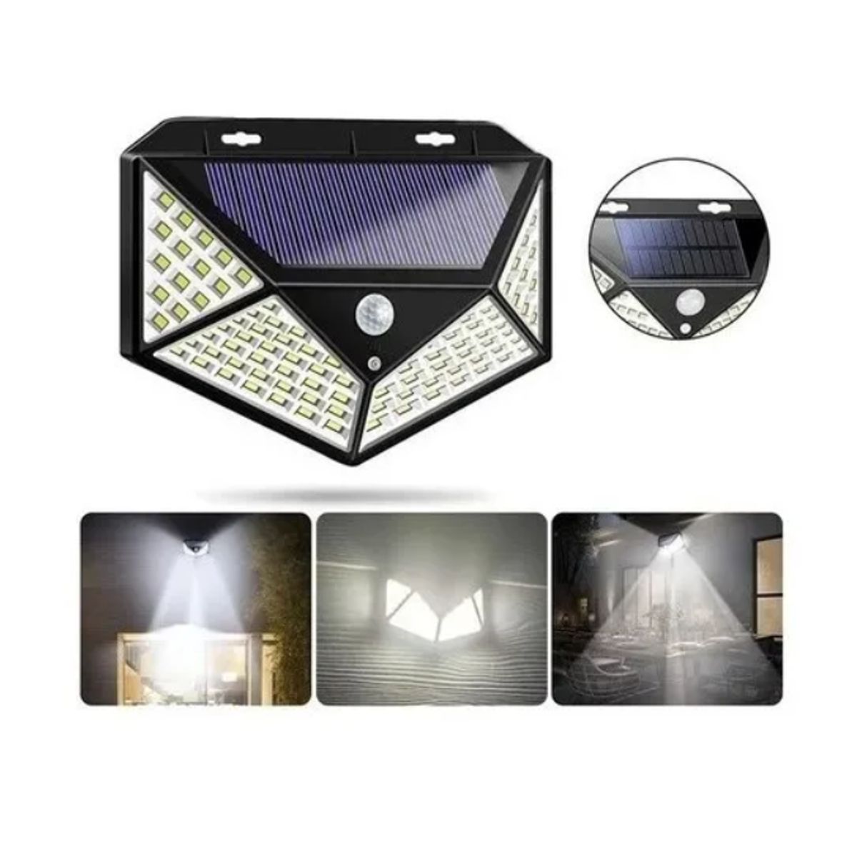 GENERICO - Lampara Solar De Pared Luz Blanca Con Sensor 180 Led Hs8010