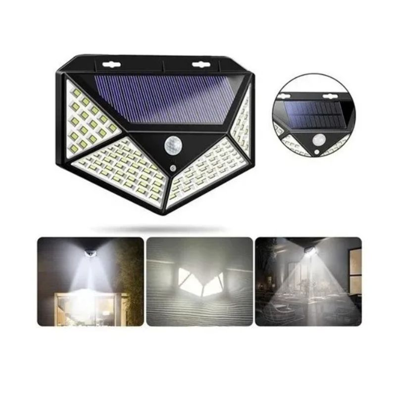 GENERICO - Lampara Solar De Pared Luz Blanca Con Sensor 180 Led Hs8010