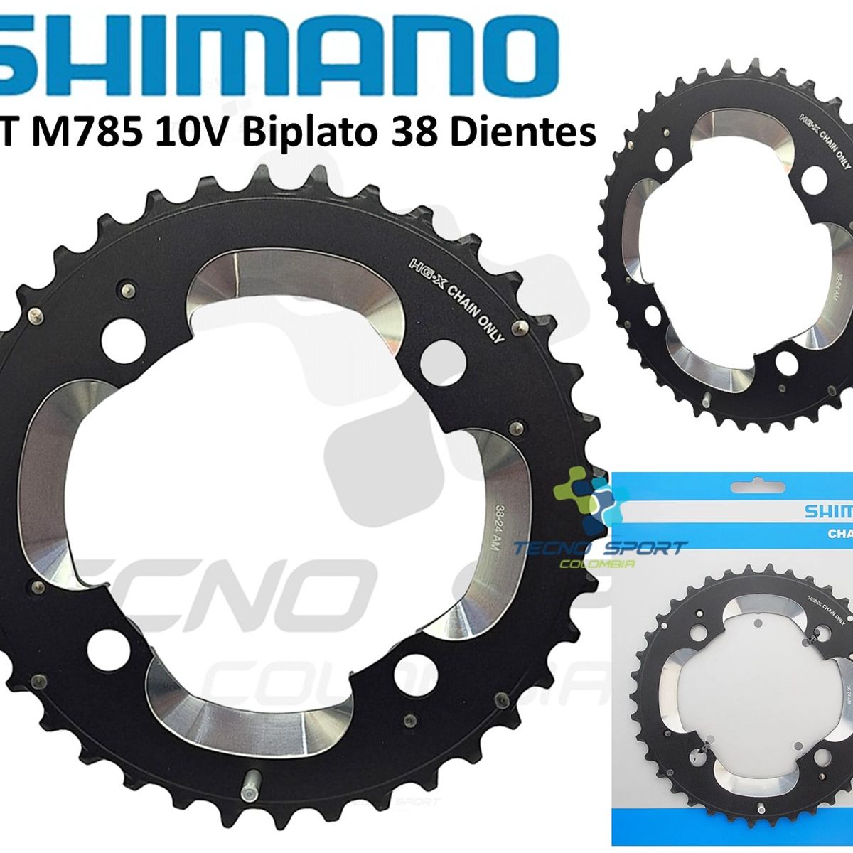 SHIMANO - Plato Coronilla Shimano Xt M785 10 V Biplato 38 Dientes Mtb