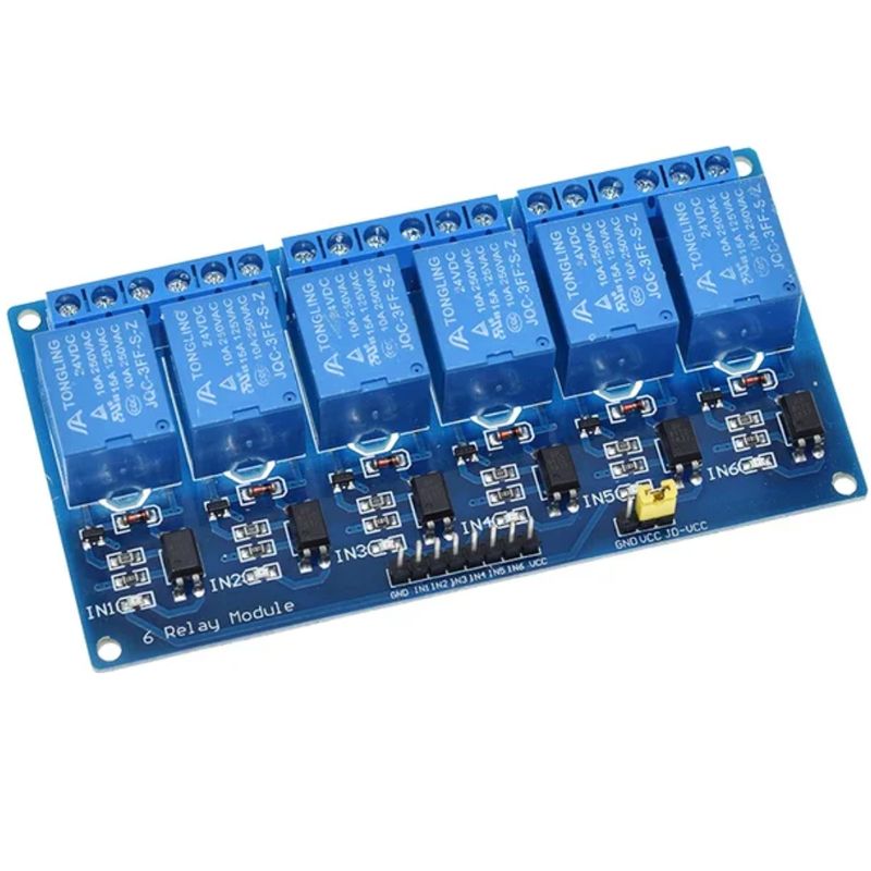 GENERICO - Placa De 6 Canales A Relé 24v Con Optoacoplador Led Arduino