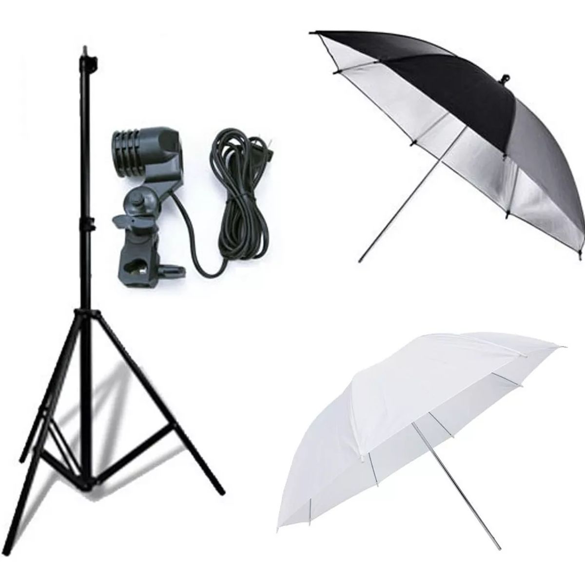 ILUV - Kit Iluminación X2 Sombrillas Blanca Y Negra Fotografía Trípode