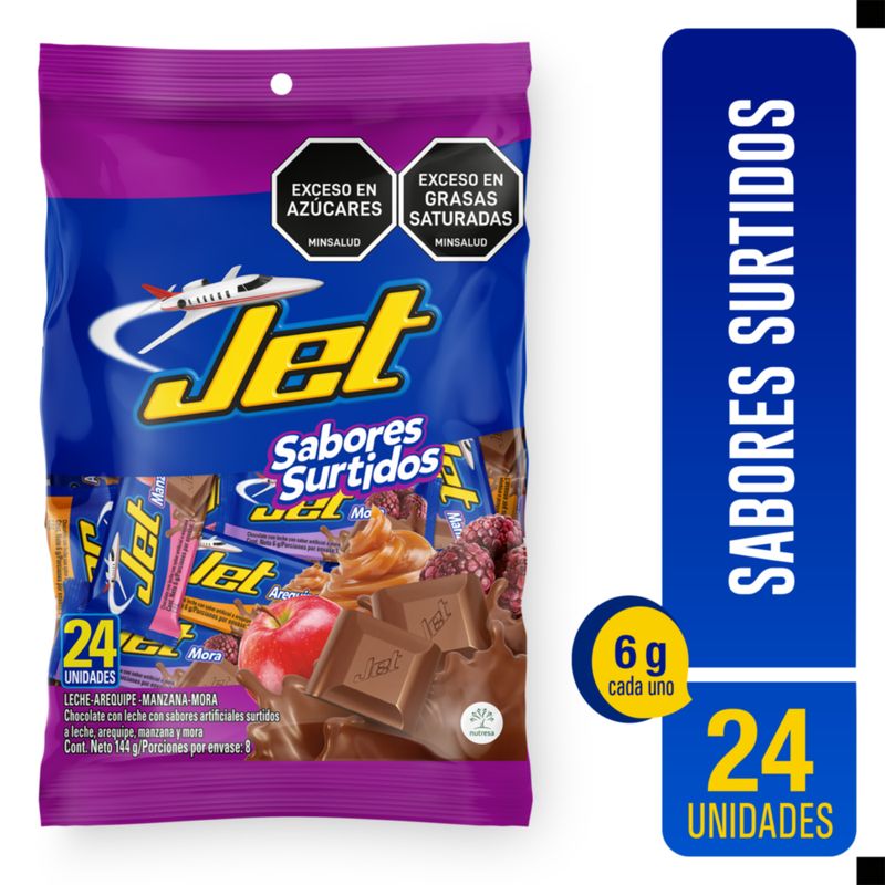 JET - Chocolatina Jet Sabores Surtidos Bolsa x 24 unidades