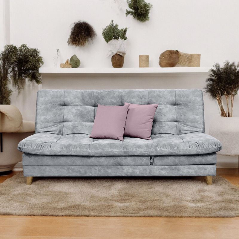 MUEBLES ONLINE - Sofa cama 5 posiciones Agassi Tela Gris - Incluye cojines