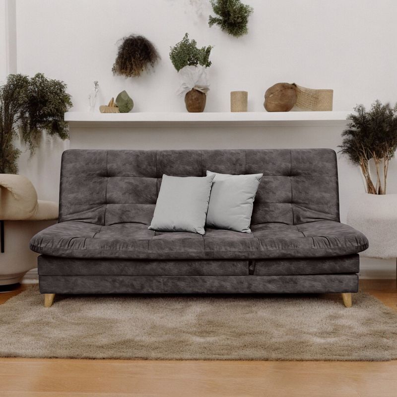 MUEBLES ONLINE - Sofa cama 5 posiciones Agassi Tela Café - Incluye cojines