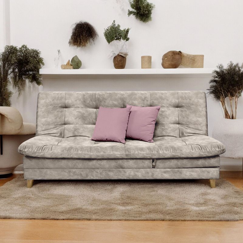 MUEBLES ONLINE - Sofa cama 5 posiciones Agassi Tela Camel - Incluye cojines