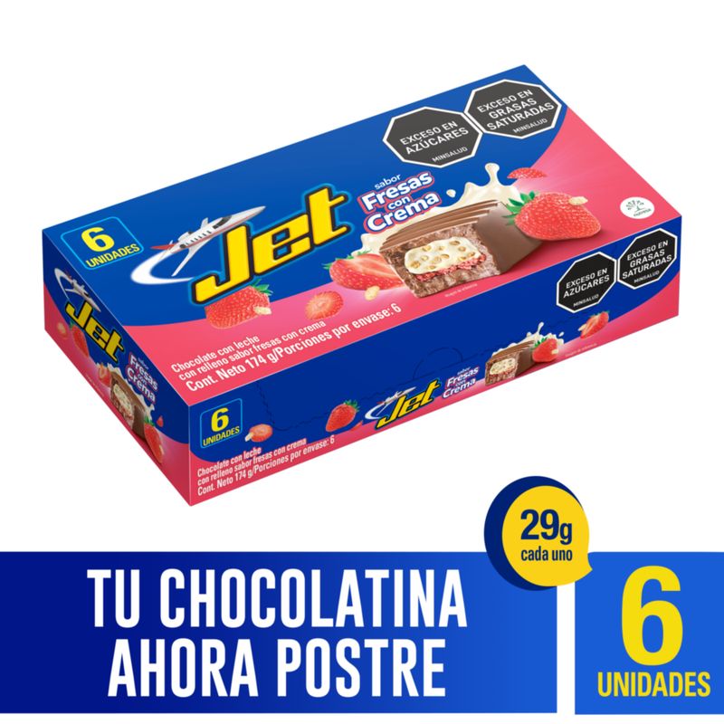 JET - Chocolatina Jet Fresas con Crema x 6 unidades