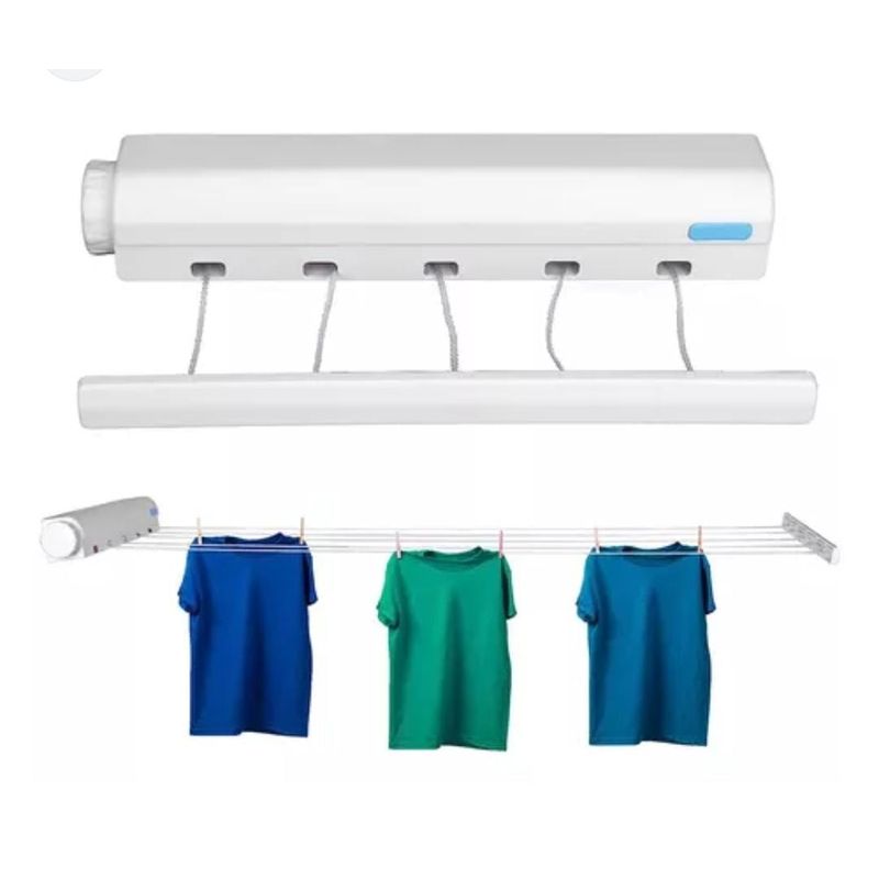 GENERICO - Tendedero Retráctil X 5 Cuerdas Para Pared 3.75mtr Max