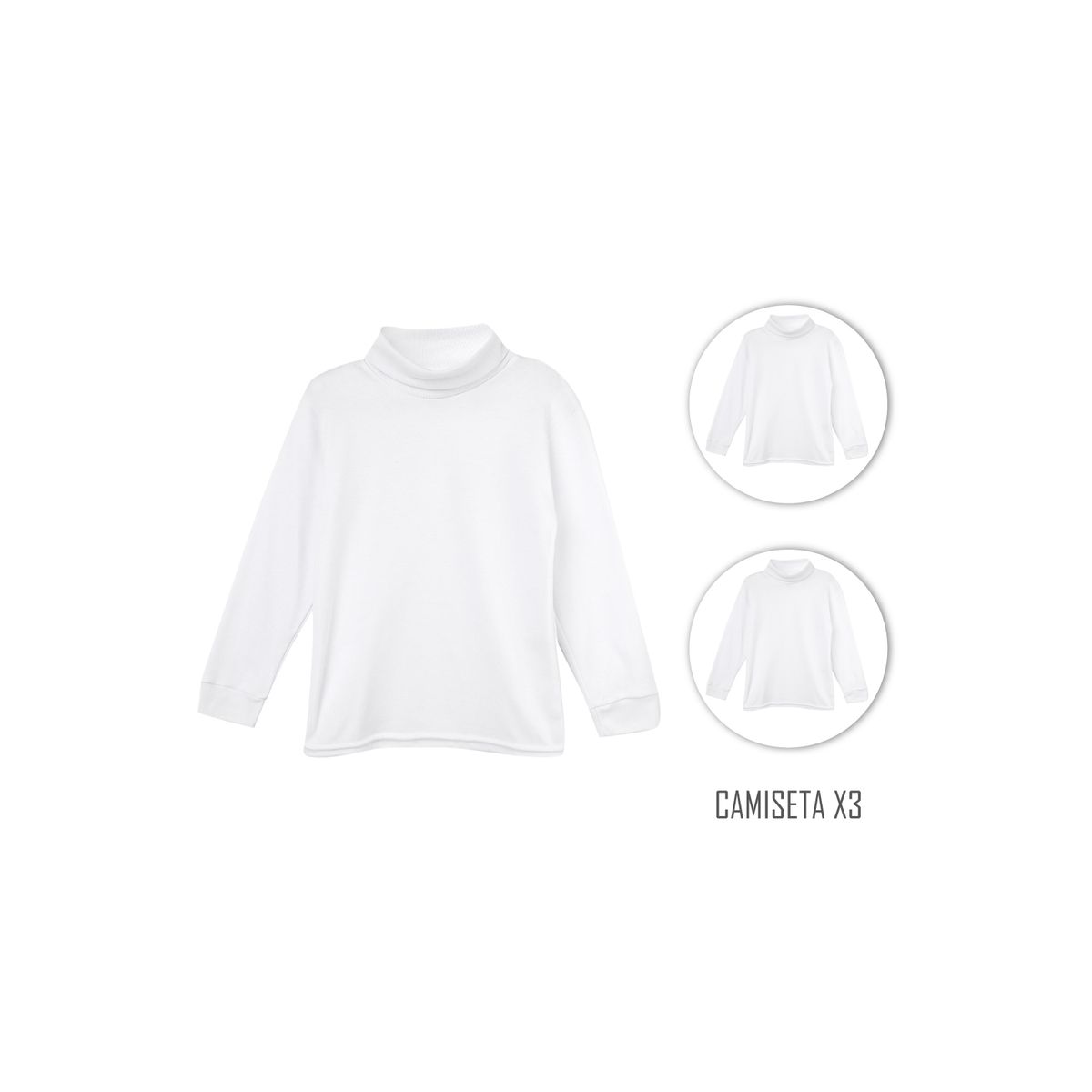 SANTANA - Combo X3 Camiseta Junior Unisex Cuello Tortuga Santana Blanco