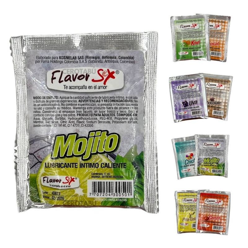 FLAVOR SEX - Lubricante Caliente Comestible Saborizado Oral Sachet 5ml