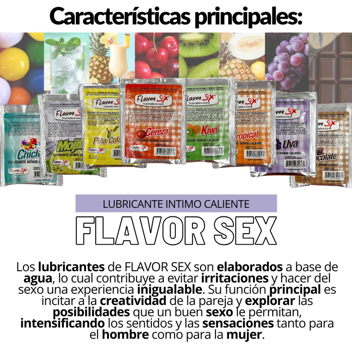 FLAVOR SEX - Lubricante Caliente Comestible Saborizado Oral Sachet 5ml