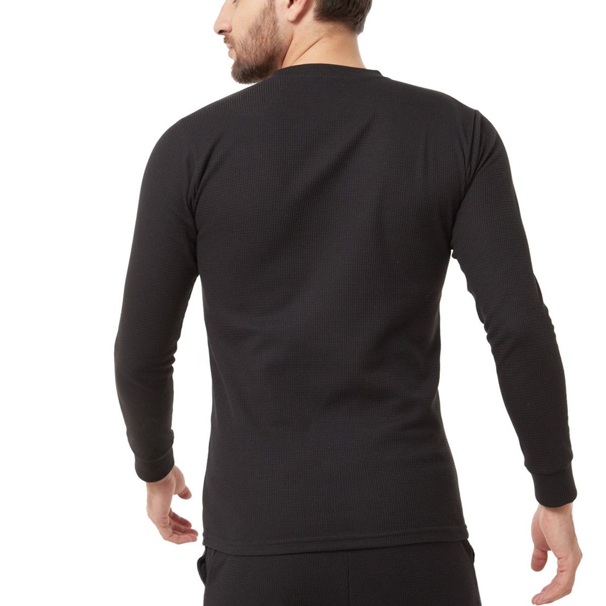 SANTANA - Camiseta Hombre Cuello Botones Manga Larga Henley Santana Negro