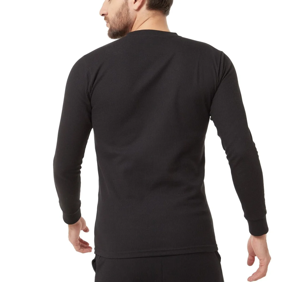 SANTANA - Camiseta Hombre Cuello Botones Manga Larga Henley Santana Negro