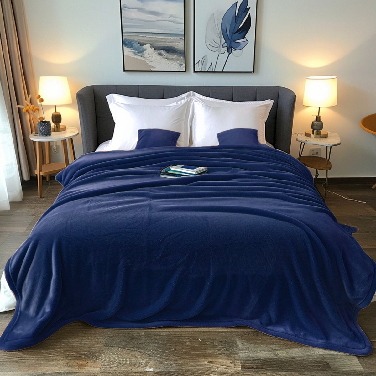 KARYTEX - Cobija Piel De Conejo Cama Doble Color Azul Oscuro