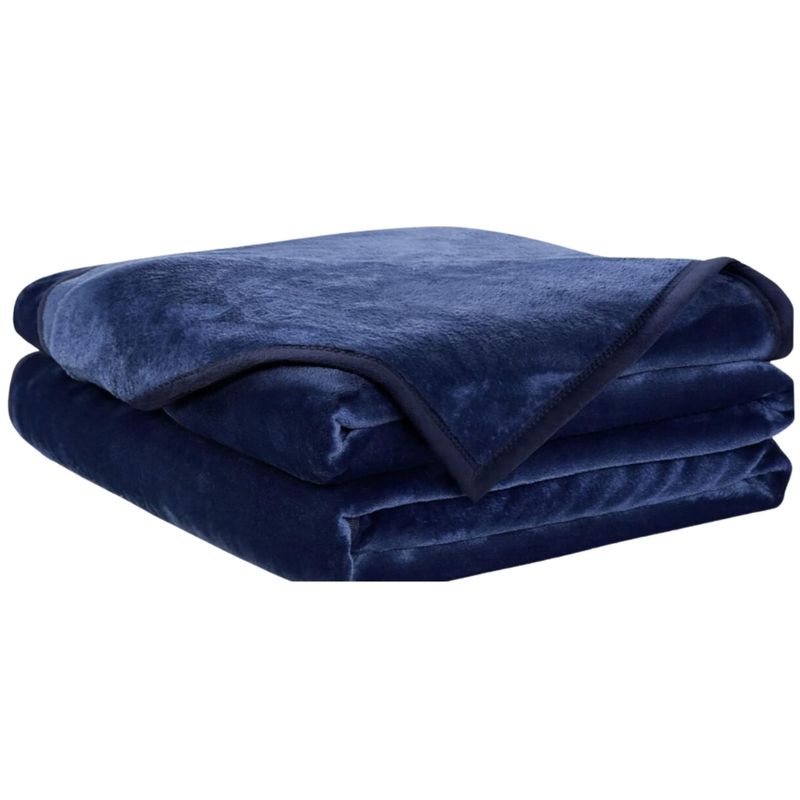 KARYTEX - Cobija Piel De Conejo Cama Queen Color Azul Oscuro