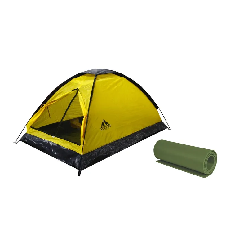 GENERICO - Combo Carpa 2 Personas Asgard + Aislante Térmico - Amarillo - 2 Personas