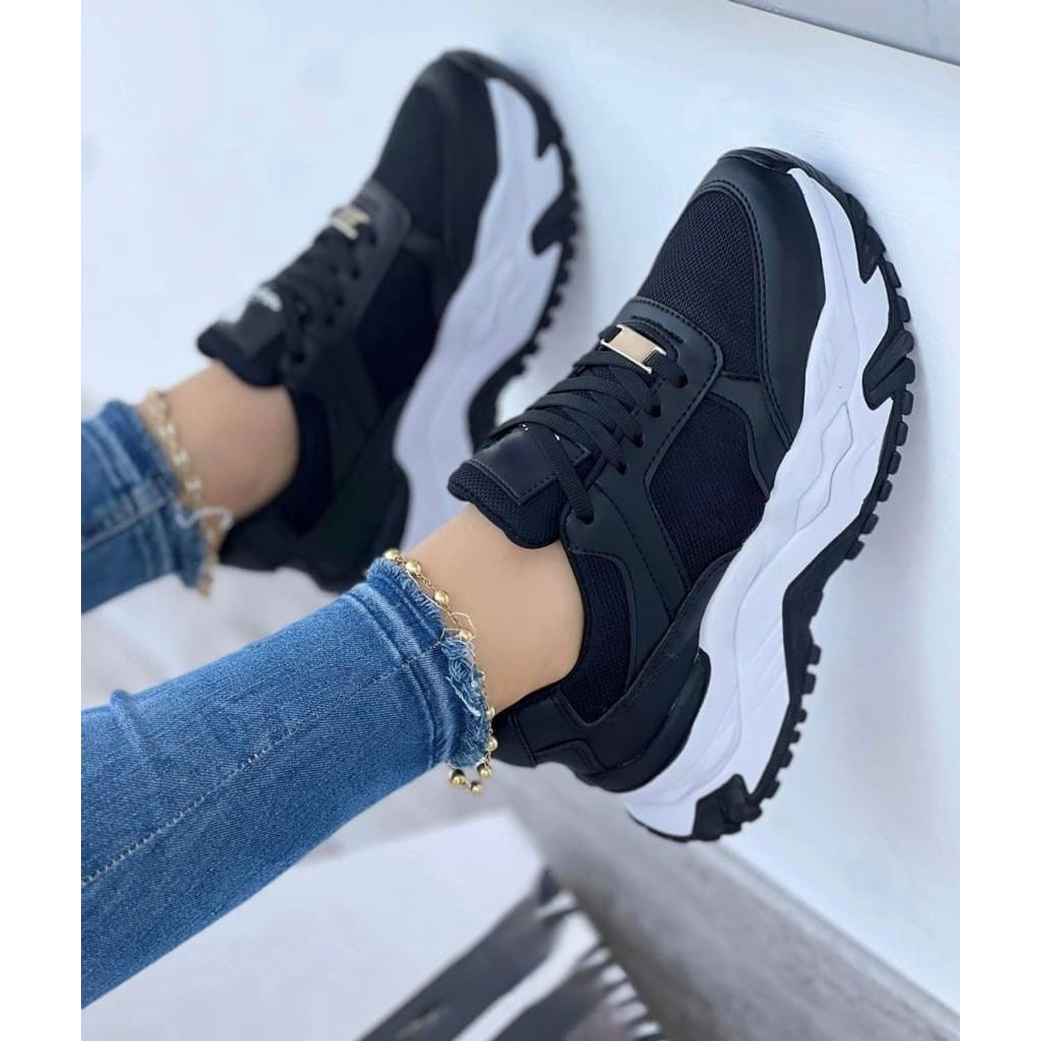 Zapatillas Deportivas Tenis Negros Mujer Casuales Tenis Negro Dama