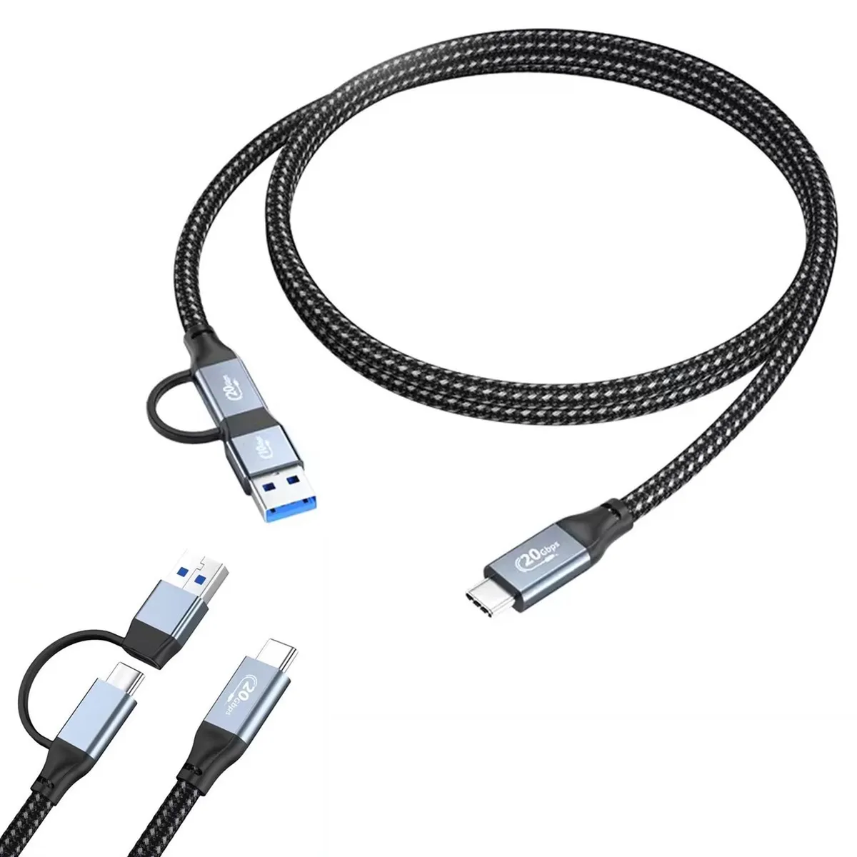 LINKON - Cable Usb C A Usb Y C 2-en-1 Carga 100w Datos 20g 4k Linkon