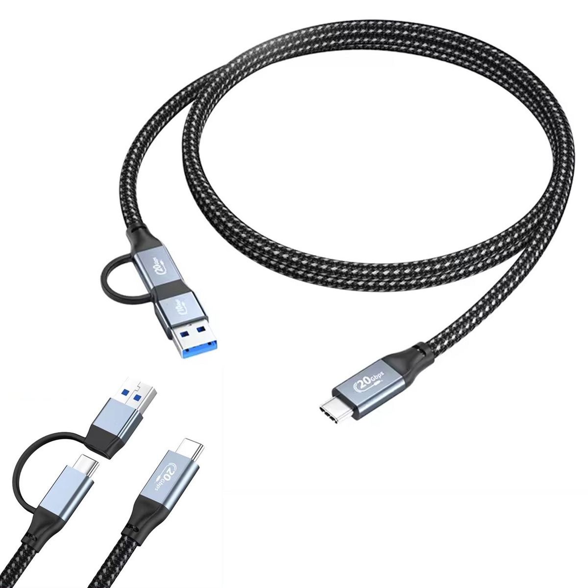 LINKON - Cable Usb C A Usb Y C 2-en-1 Carga 100w Datos 20g 4k Linkon