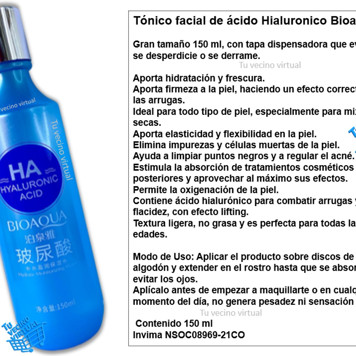 BIOAQUA - Tónico facial de ácido hialuronico Bioaqua