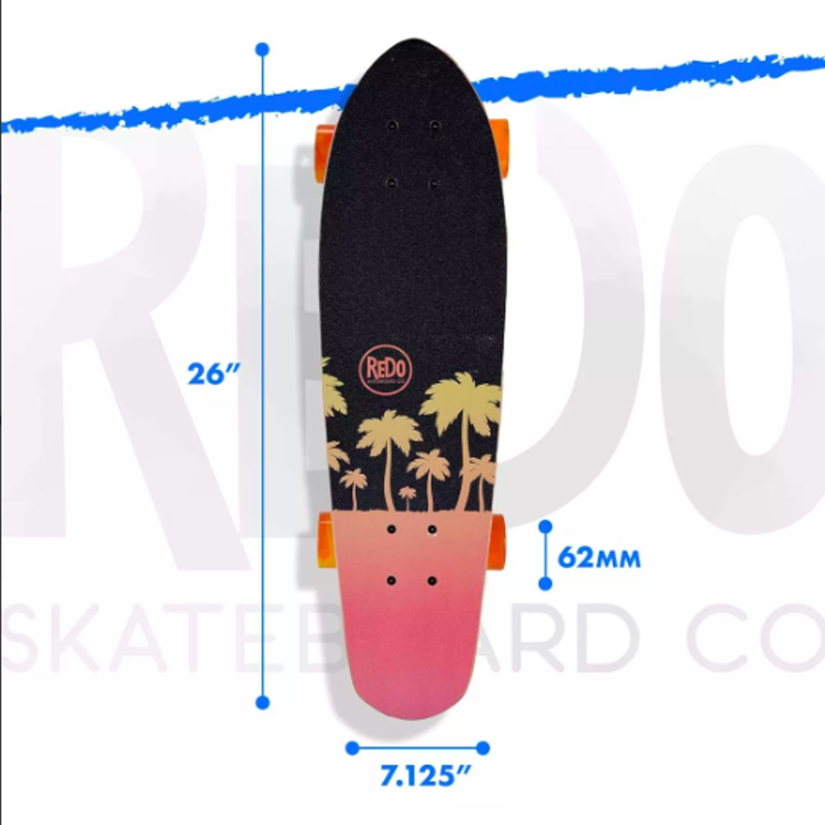 XPLICIT SKATE CO - Redo Skateboard Co. Monopatín 26 Mini Branson - Sunset Palm