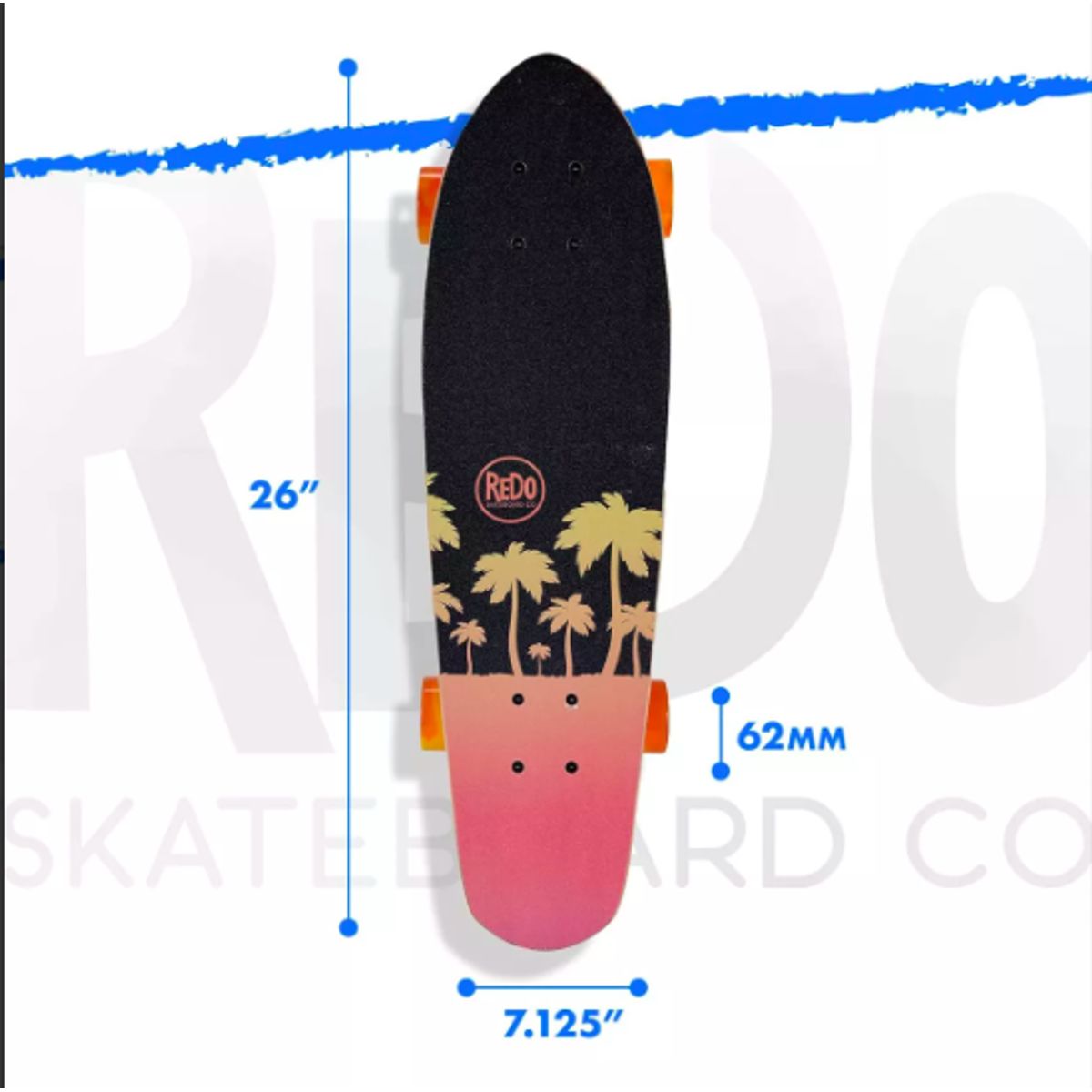 XPLICIT SKATE CO - Redo Skateboard Co. Monopatín 26 Mini Branson - Sunset Palm