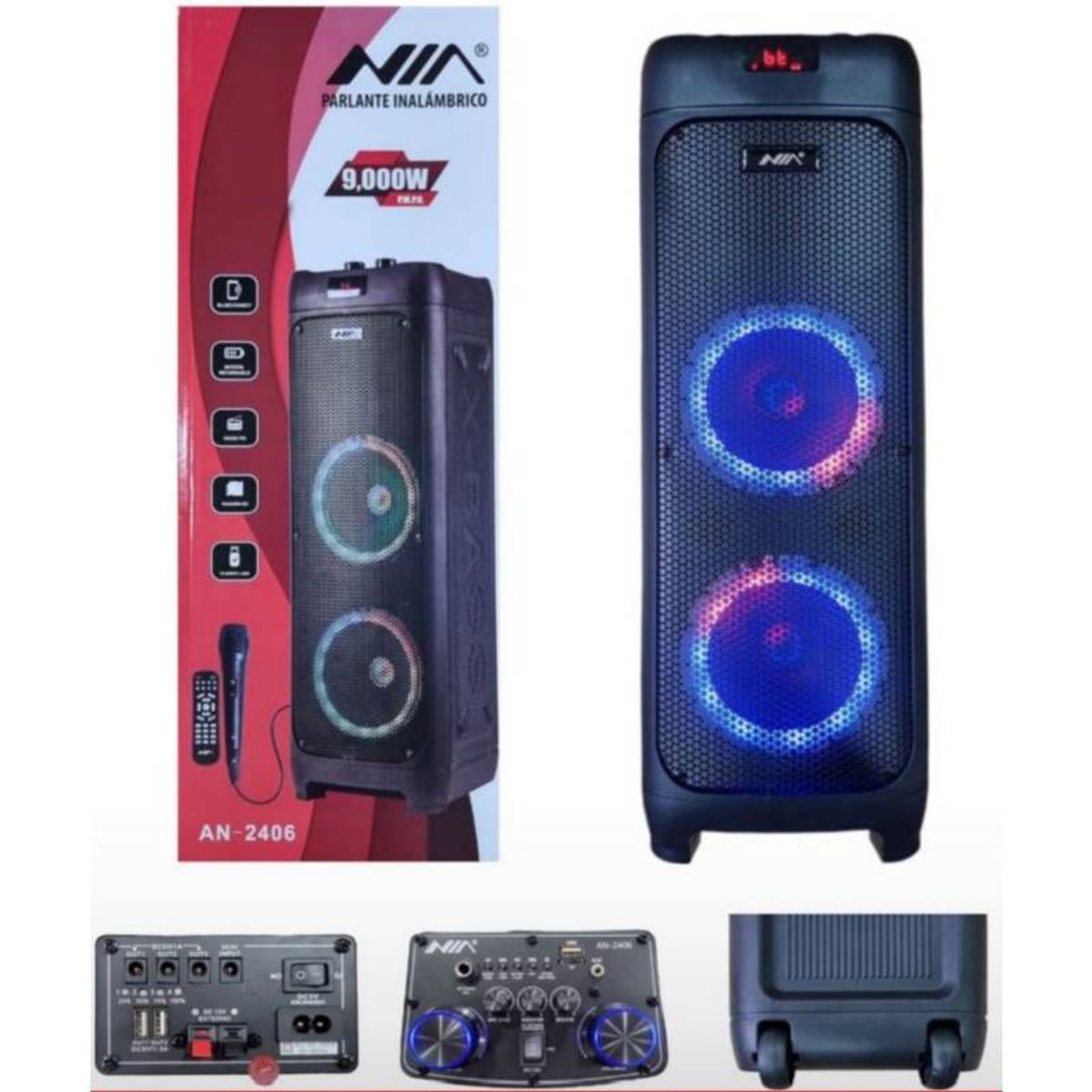 NIA - Cabina Torre De Sonido Bluetooth Nia 9000w Inalambrica Portatil Tws