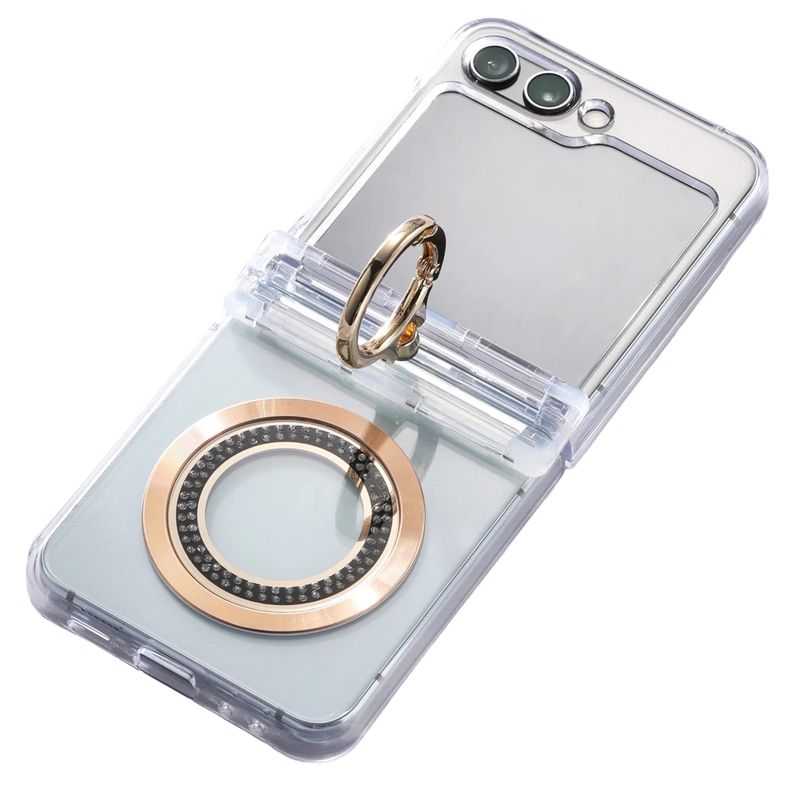 GENERICO - Funada Estuche Case Luxury 3 En 1 Compatible Samsung Z Flip 5 Dorado