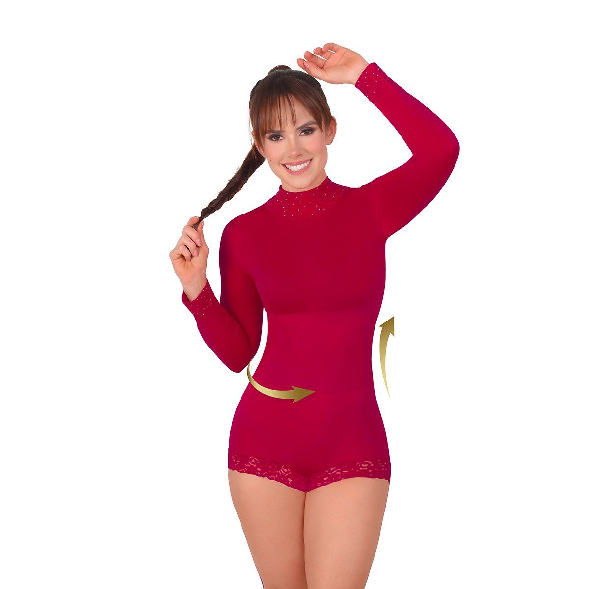 RITCHI - Body Faja Cachetero Ritchi Mujer Manga Larga Cuello Alto Moldeador