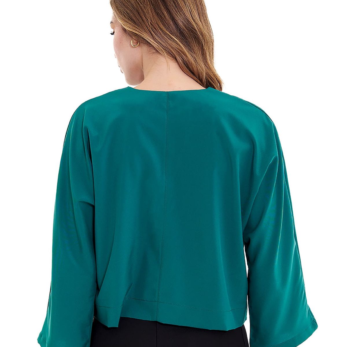 BELIFE - Blusa Manga Larga Verde Escote En V  Para Mujer Belife.