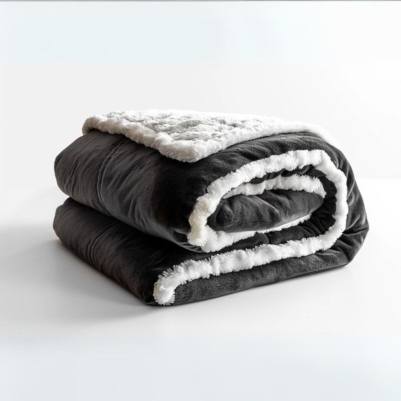 KARYTEX - Cobija Lisa Piel De Durazno Con Ovejera Cama Doble Color Negro