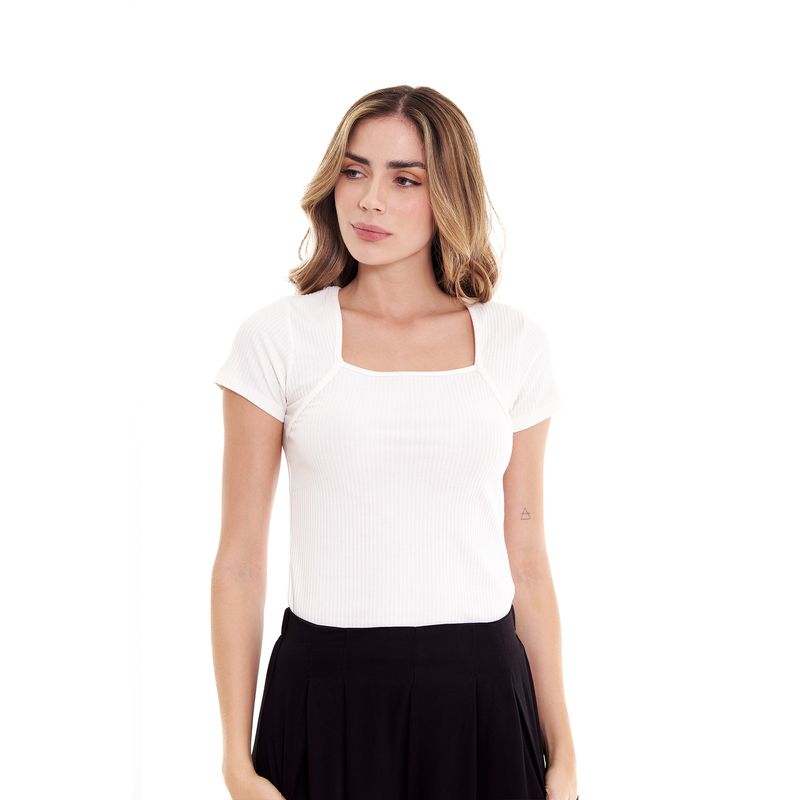 BELIFE - Camiseta Manga Corta Ivory Para Mujer Belife.-