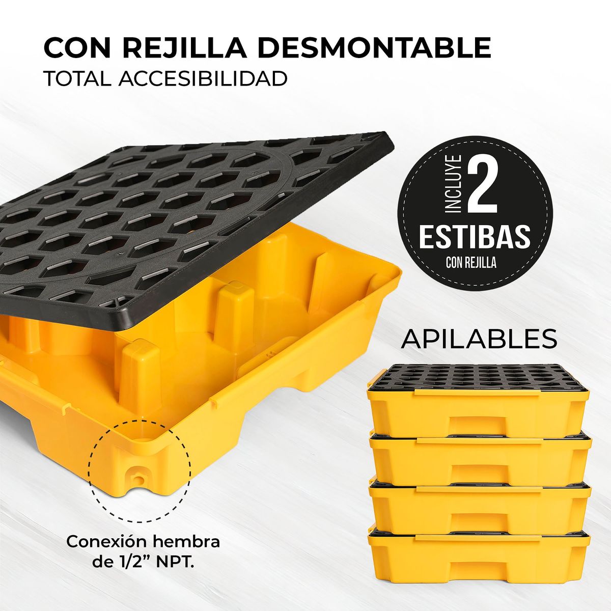 ENERGY PLUS - 2 Estibas plásticas Antiderrame Contenedora Líquidos canecas