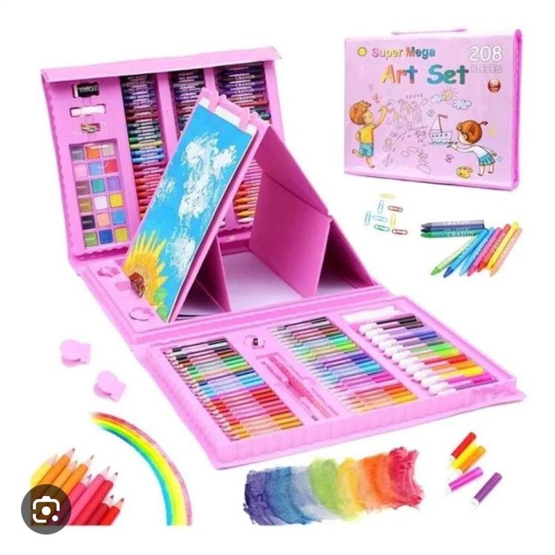 GENERICO - Set De Arte Niñ0s Marcadores Crayolas Acuarelas 208 Pzs