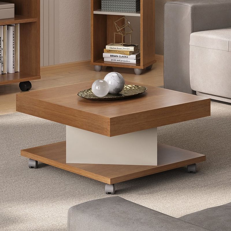 BERTOLINI - Mesa De Centro Decorativa Moderna Con Ruedas En MDP