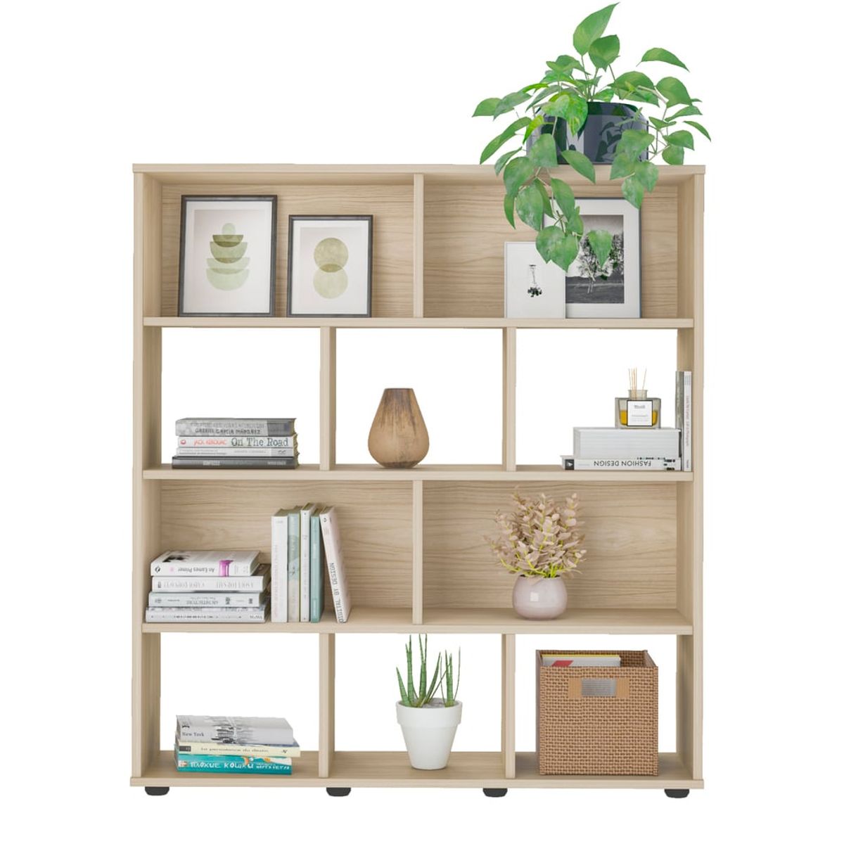 BERTOLINI - Biblioteca estantería en MDP Con 10 nichos Para Almacenar