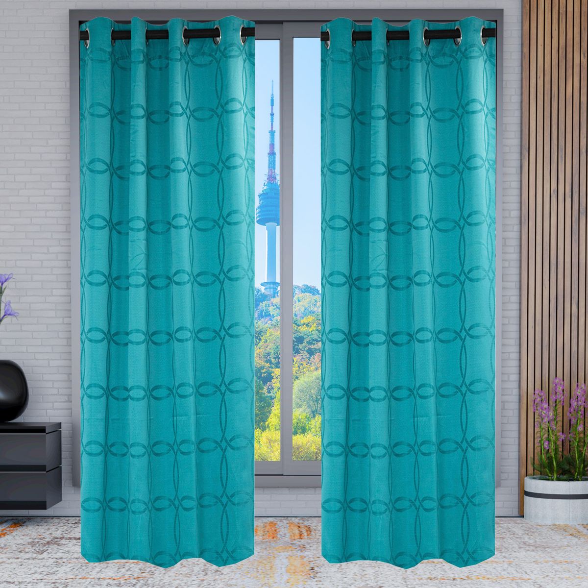 HOMETEX - CORTINA HOMETEX YR19200  AZUL AGUA MARINA