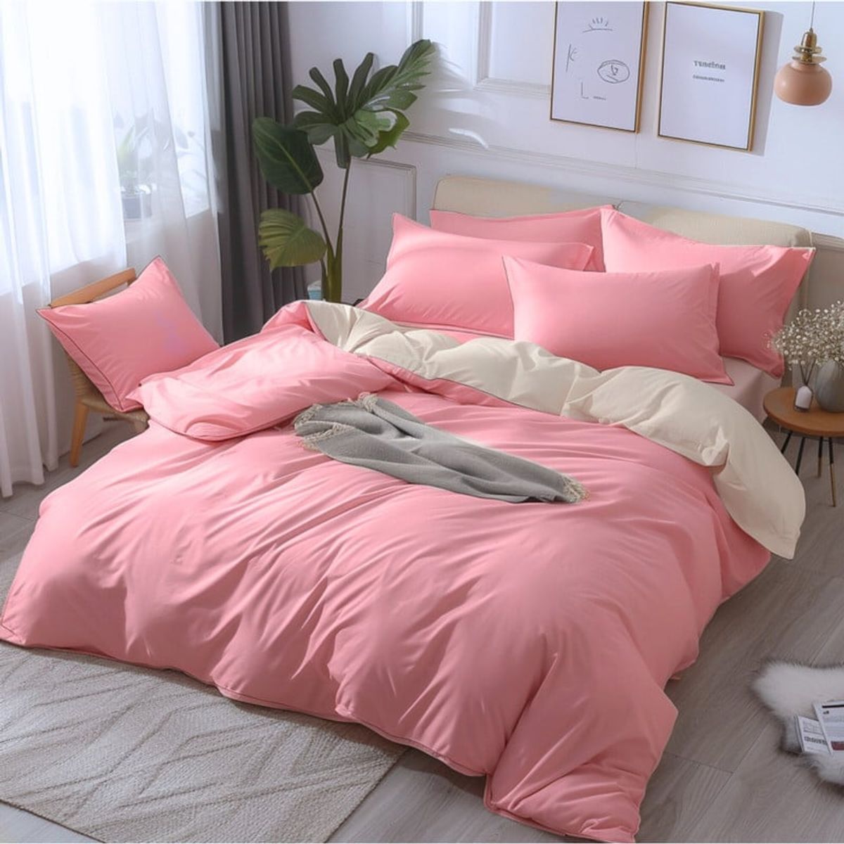 KARYTEX - Funda Duvet Doble Faz Lisboa Cama Queen Rosa-Beige