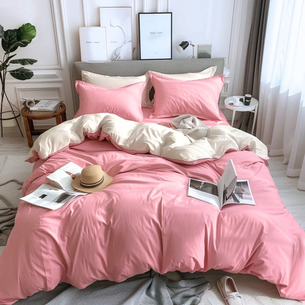 KARYTEX - Funda Duvet Doble Faz Lisboa Cama Queen Rosa-Beige