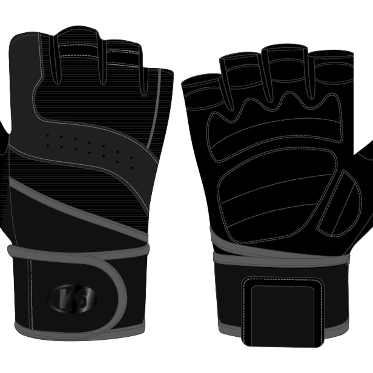 K6 - Guantes Con Muñequera Gimnasio Pesas Gym Hombre Ice Border