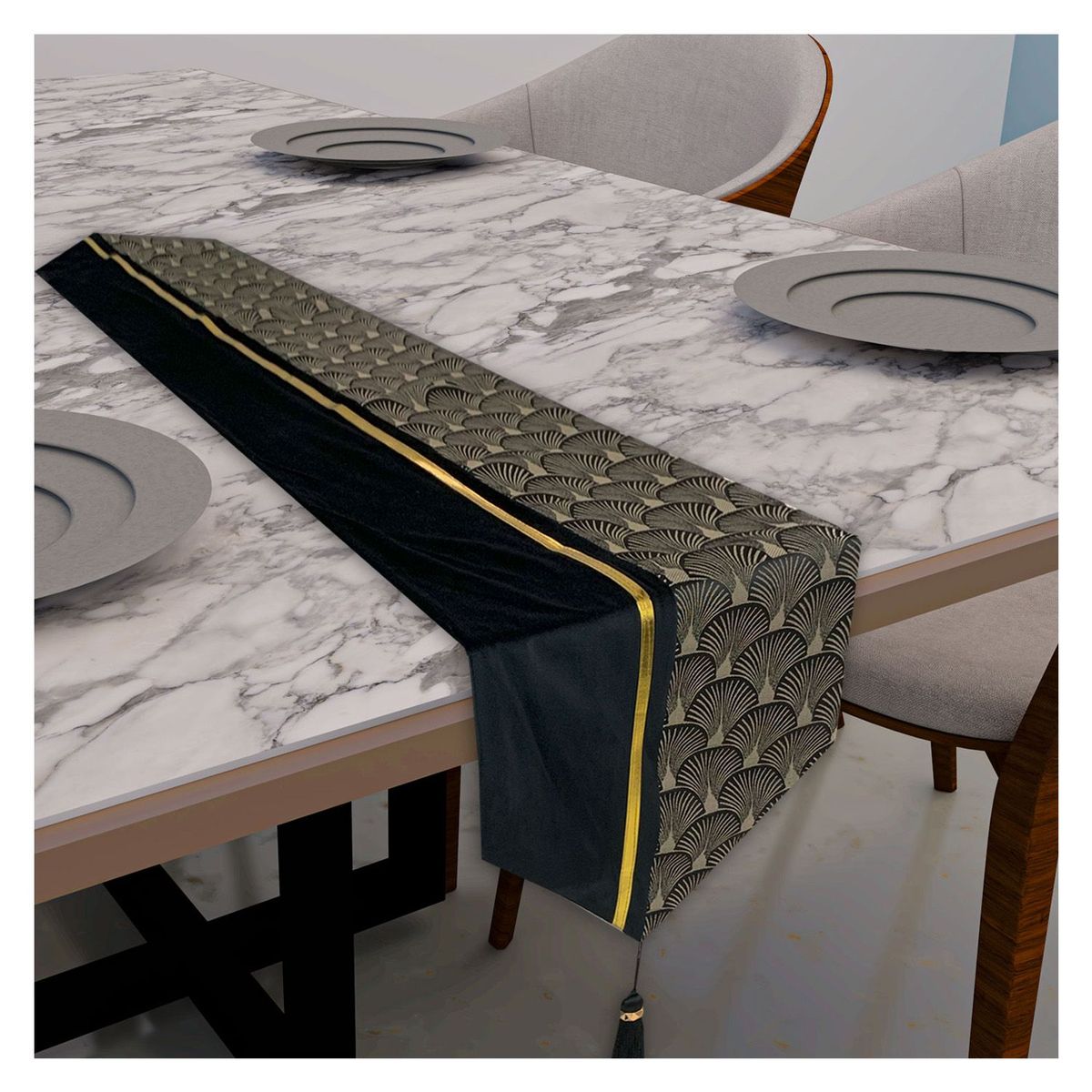 HOMETEX - CAMINO DE MESA KARLE NEGRO